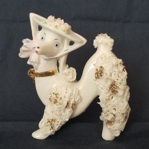 Vintage Porcelain Poodle Dog Figurine
